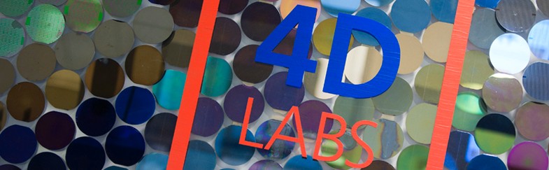 A sign featuring the 4D LABS logo